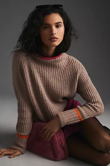 The Maeve Mock-Neck Color-Tipped Sweater | Anthropologie (US)