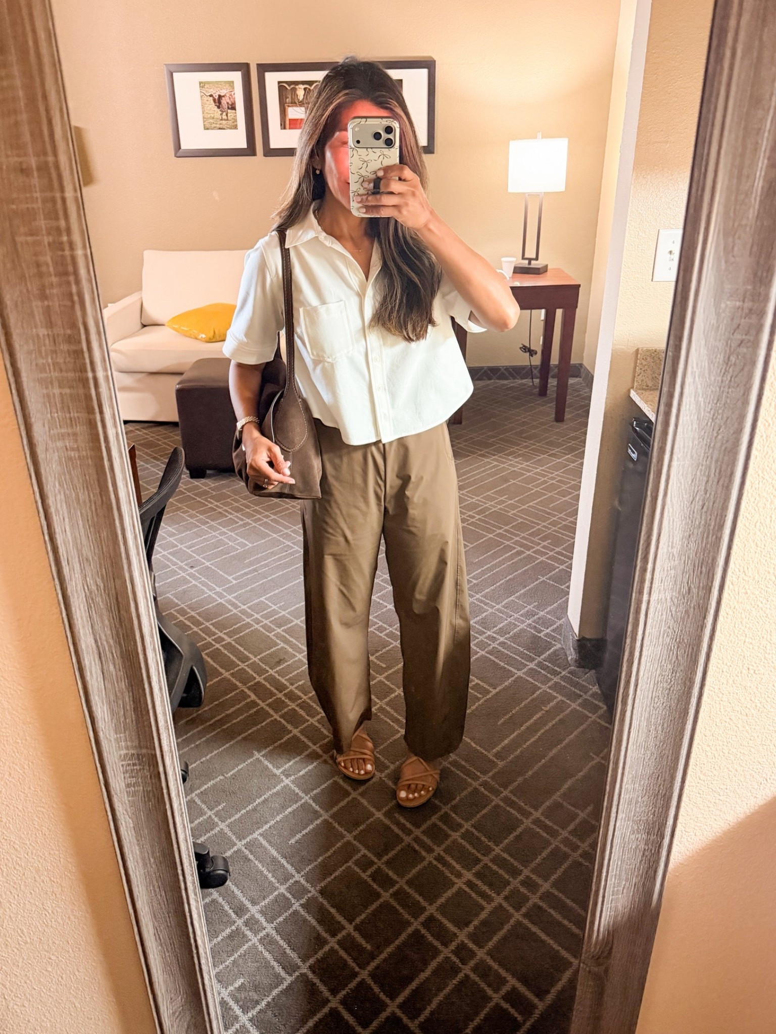 I’m 5’2” 118#ish for reference 
White shirt  in XS tts
Pants in small in Brown.
Sandals size down

#LTKootd #LTKOver40 #LTKmomlife