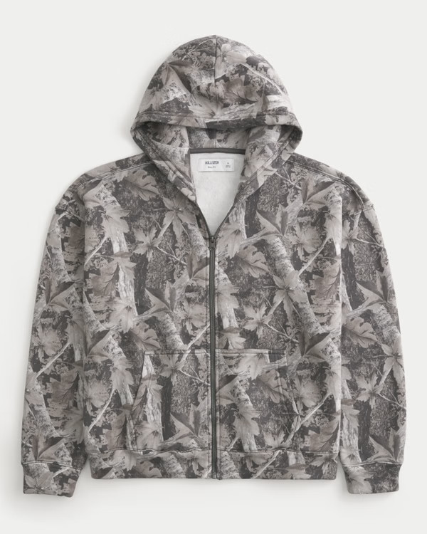 Men's Boxy Camo Zip-Up Hoodie | Men's Tops | HollisterCo.com | Hollister (US)