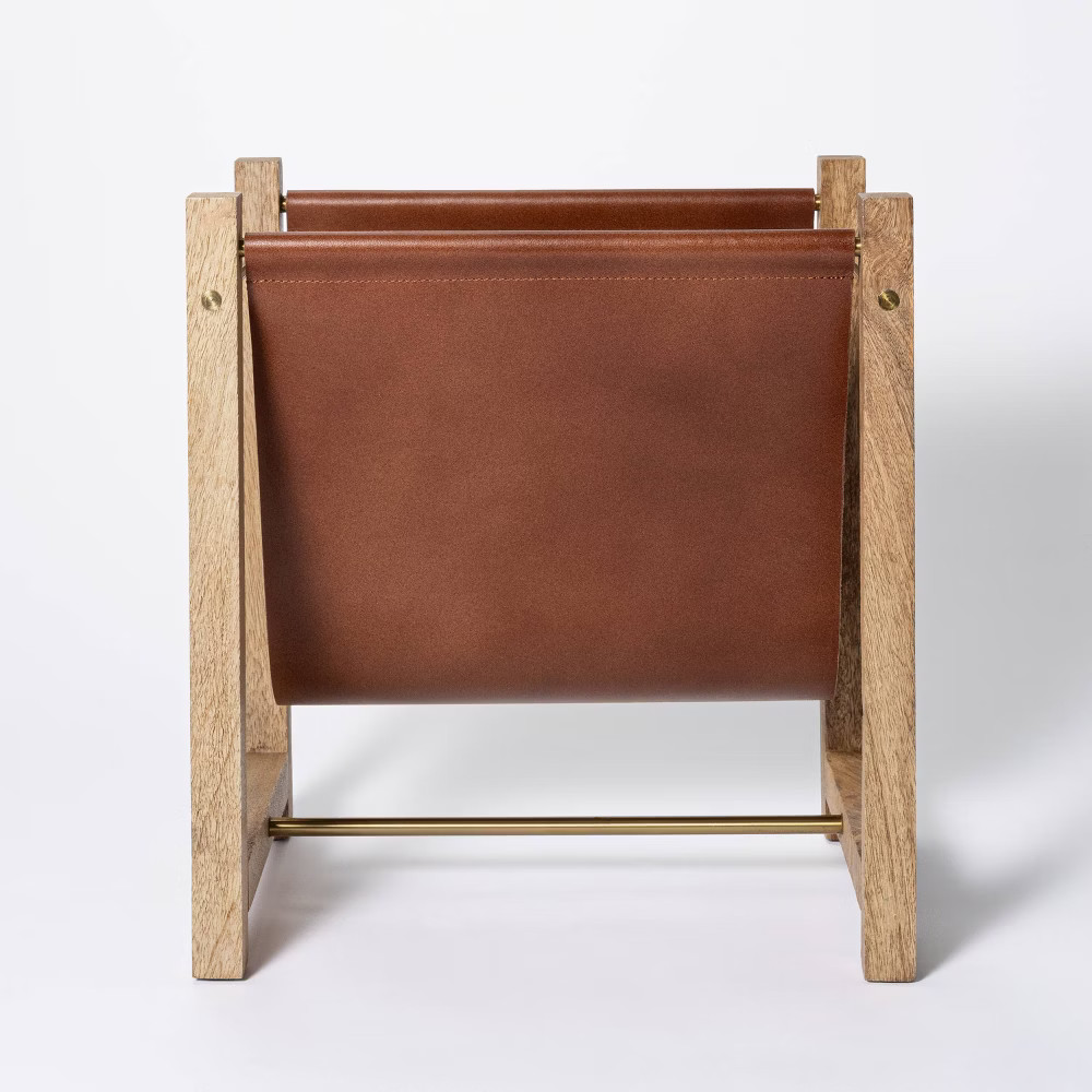 Wood and Leather Magazine Holder Natural - Threshold designed with Studio McGee | Target