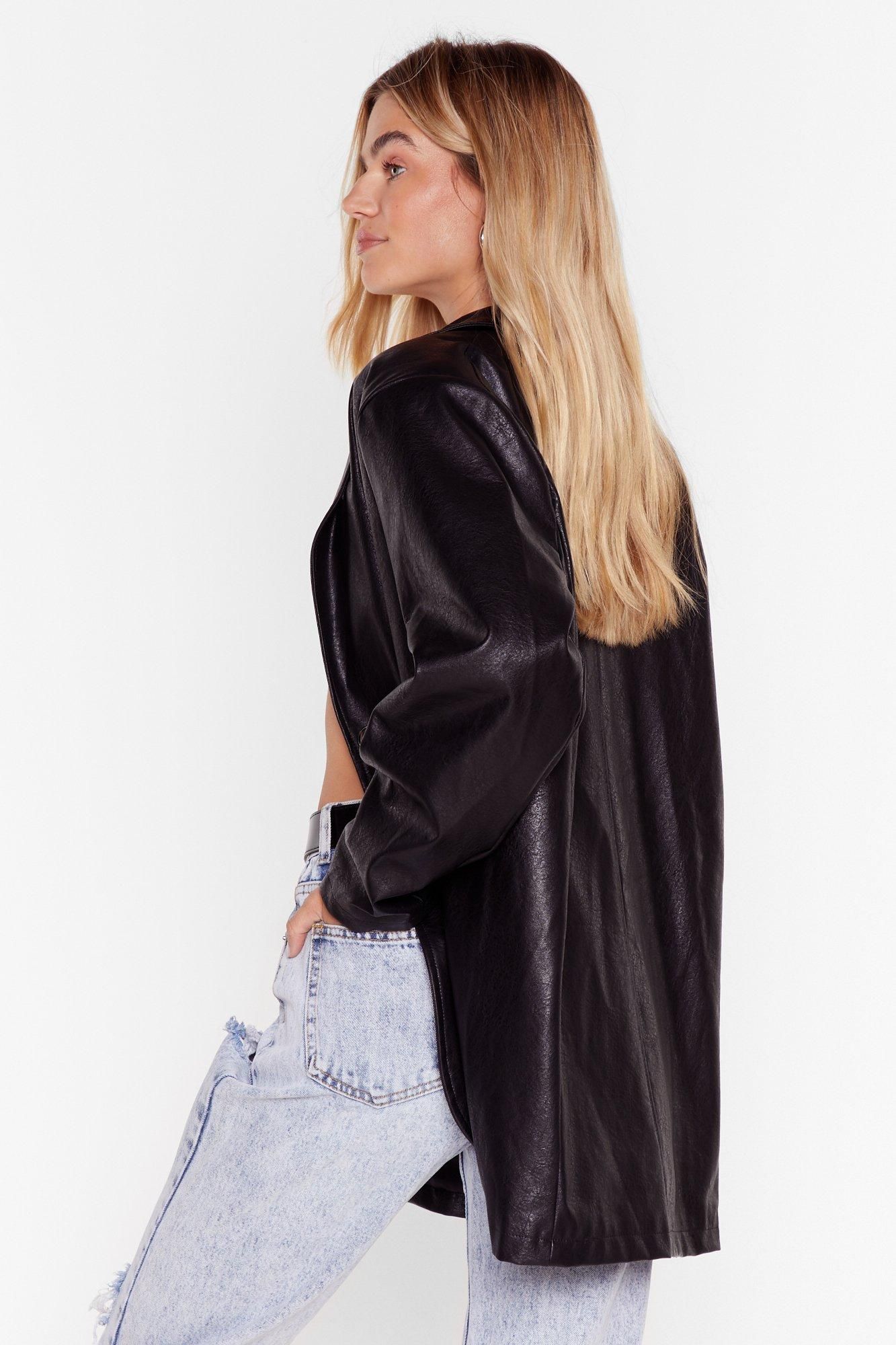 Faux Leather Longline Blazer | Nasty Gal (US)