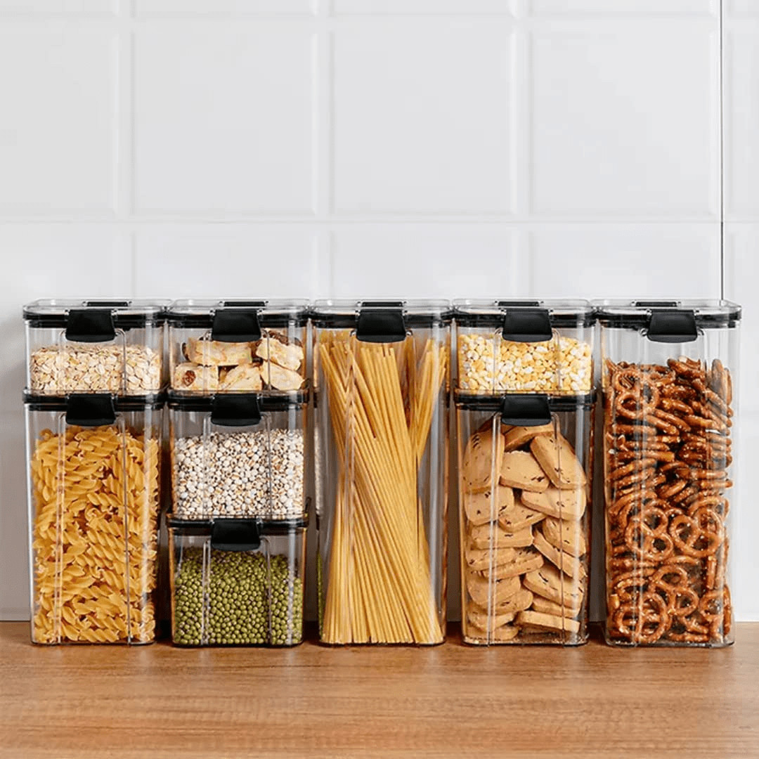 Kit 8 Potes Acrílico Herméticos Com Tampa 1L 1,6L 800ml 2,2L Mantimentos Armário Cozinha Organ... | SHEIN