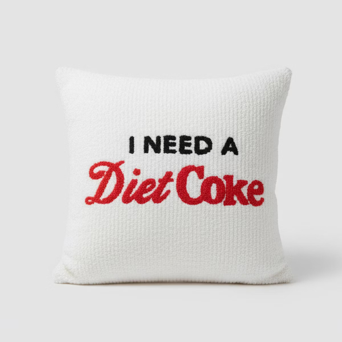 Diet Coke 'I Need a Diet Coke' Chenille Square Throw Pillow White | Target