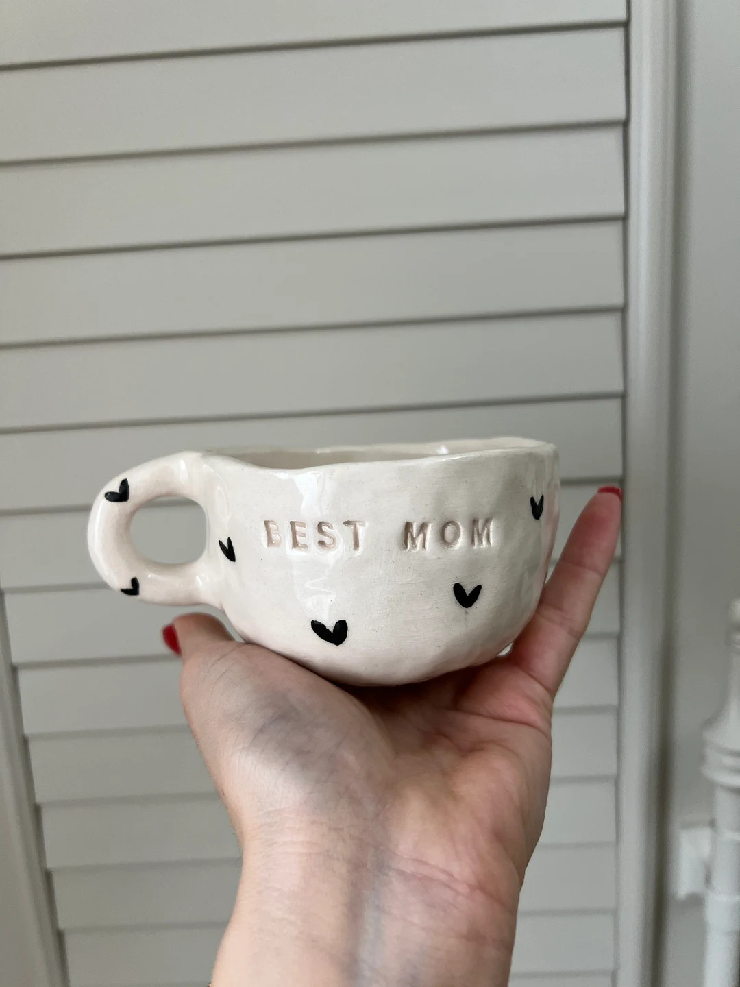Handmade Pottery Mug With Black Heart, Gifts for Mom, Handmade Ceramic Mini Heart Mug, Handmade C... | Etsy (Global)