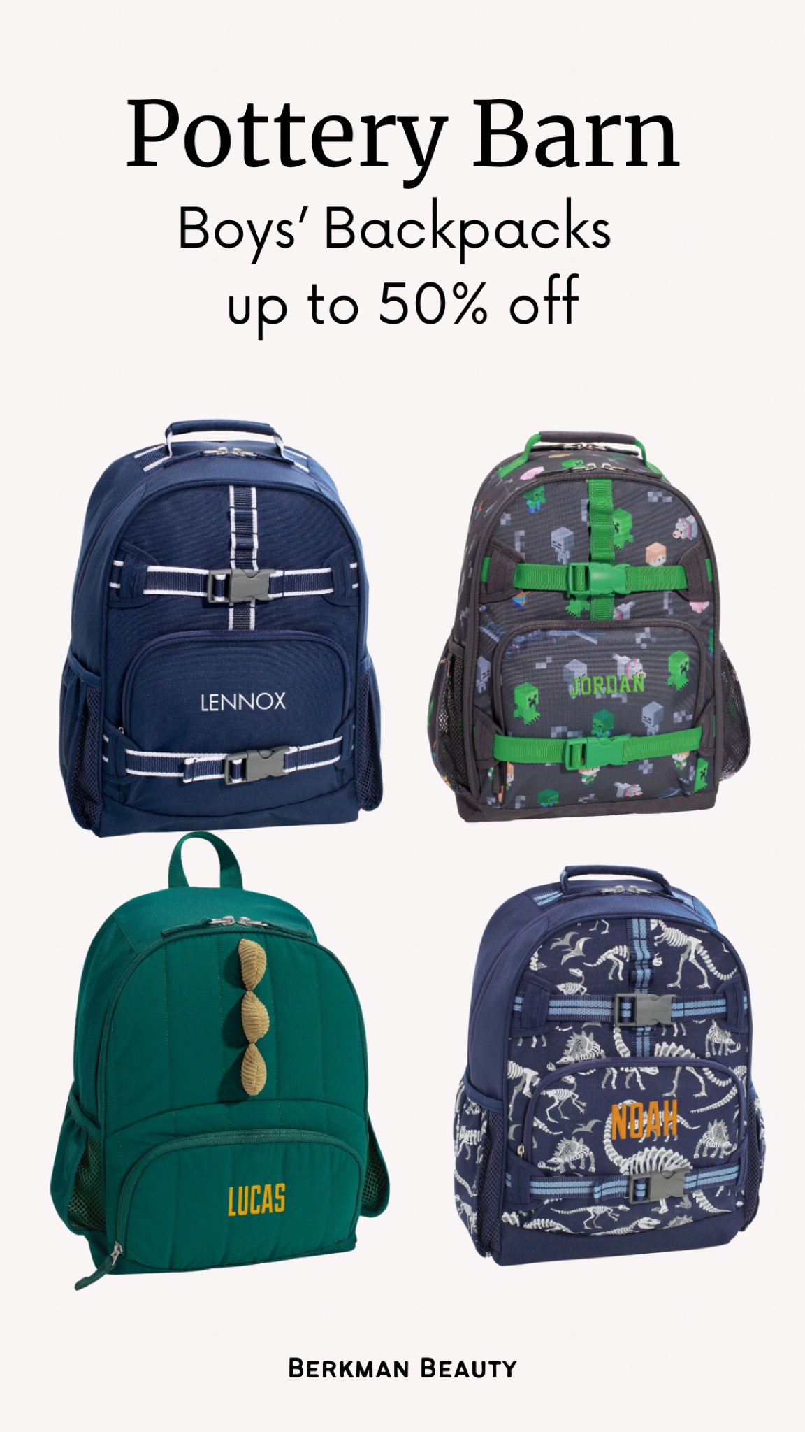 Pottery Barn Boys Backpacks. These backpacks are so durable and will last a few years. 

#LTKFallSale #LTKBacktoSchool #LTKSaleAlert