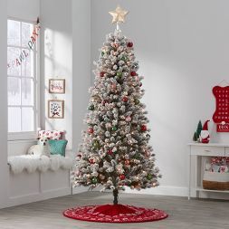 7' Pre-Lit Flocked Douglas Taos Fir Artificial Christmas Tree Clear Lights - Wondershop™ | Target