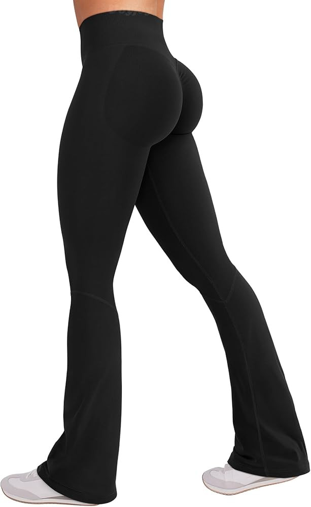 VOYJOY Women Mini Flared Leggings Hidden Scrunch Gym Pants Impact Seamless Workout Butt Lift Comp... | Amazon (US)