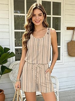 kipfall Two Piece Sets for Women Trendy Casual Lounge Sets Sleeveless Shorts Sets Beach Vacation ... | Amazon (US)