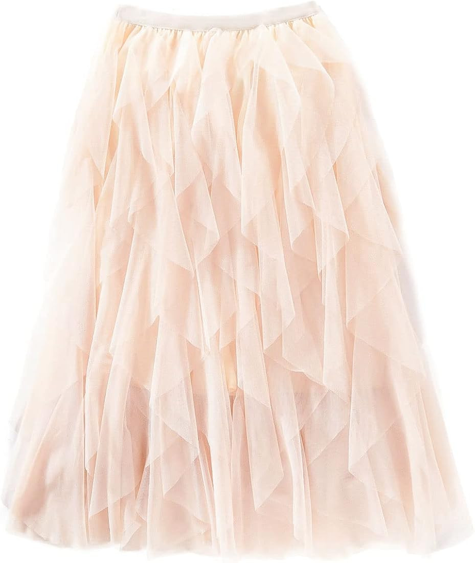 Femiserah Women's Long Rainbow A Line Tulle Tutu Skirts Tiered Skirt Petticoat | Amazon (US)
