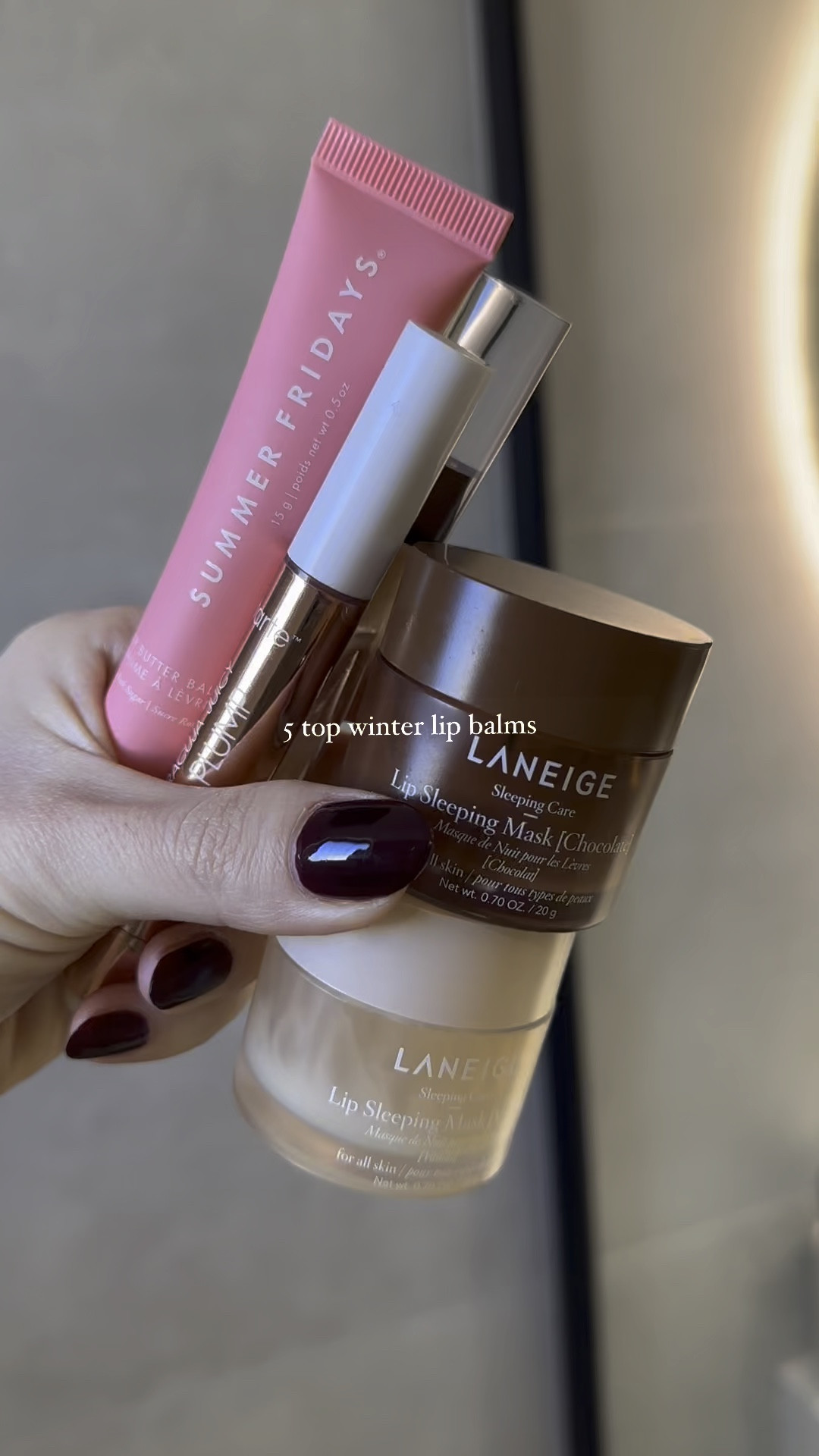 Winter is finally in but dry lips are definitely out for me!

Here are my top hydrating lip balms that I use day and night and keep my lips baby soft all Winter long.

@laneige Lip sleeping mask in Chocolate is a dream but I can’t find it in stock anywhere. The next best thing is the shade Caramel Apple.

@laneige Lip sleeping mask in Vanilla is the ultimate lip product to sleep during the night. You wake up with baby soft lips and if you want you can wear it a gloss during the day.

@roenbeauty Kiss my lip balm formula is my go-to when I want velvety soft lips and super chic look. These days I’m using the transparent shade Cosmo which has a slight sparkle in it.

@tartecosmetics Lip plump in White Peach is my favorite way to lighten up any lipstick, add extreme glossy effect and hydrate my lips. Perfect for chilly temperatures.

@summerfridays Lip butter balm in Pink Sugar is a new favorite. Super hydrating and smells like cookie vanilla heaven. Love it with a lip liner for the day.

#LTKSeasonal #LTKfindsunder50 #LTKbeauty