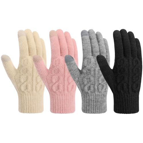 Pleneal Winter Gloves for Women, Warm Two-finger Touchscreen Gloves, Knitted Elastic Glove for Cold Weather | Amazon (US)