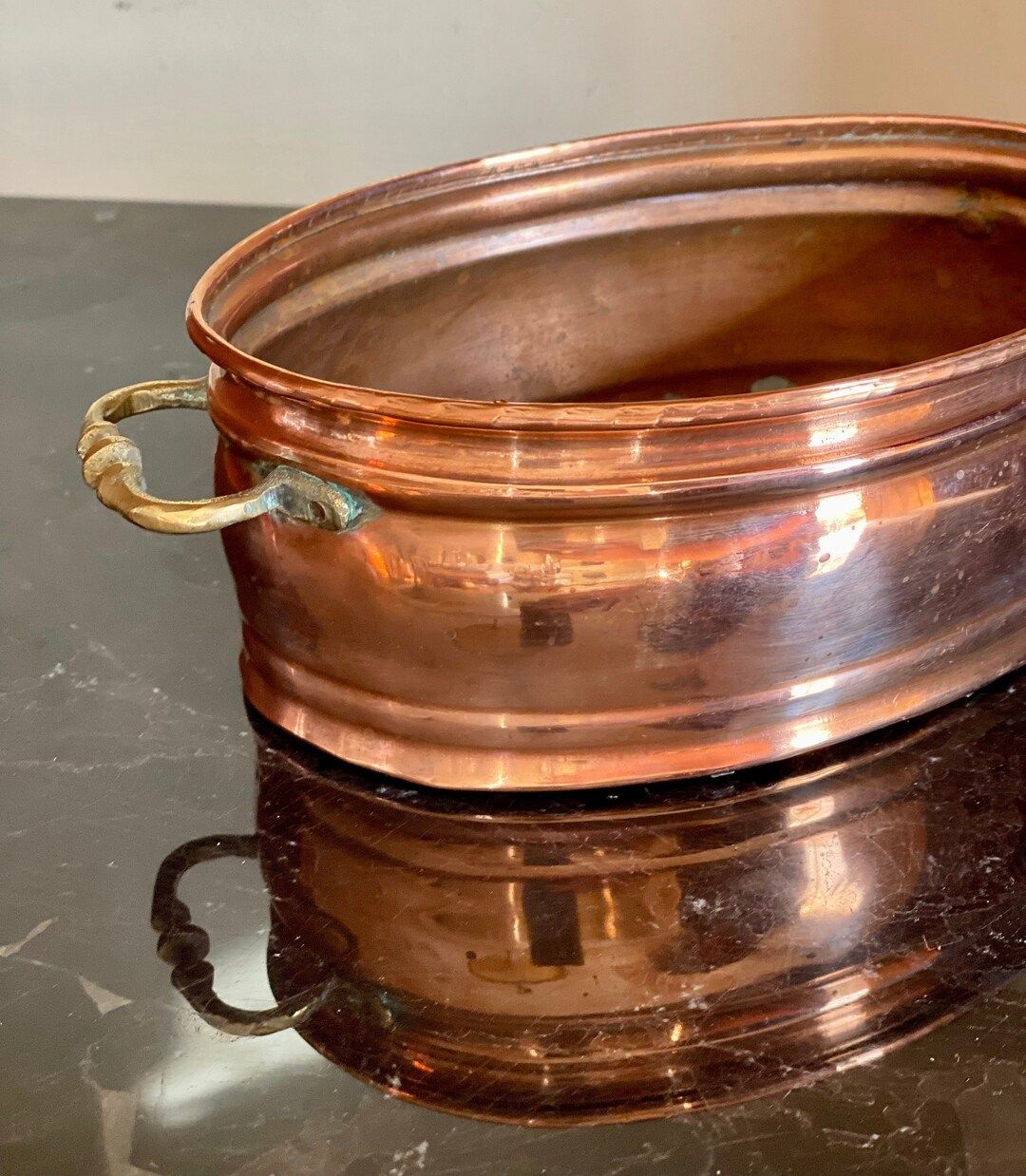 Copper Oval Plant Holder With Brass Handle - Etsy | Etsy (US)