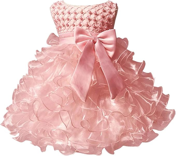 Baby Girl Dresses Ruffle Lace Pageant Party Wedding Flower Girl Dress… | Amazon (US)