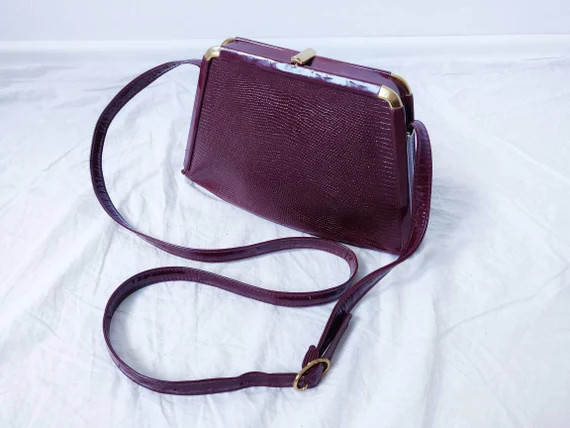 Vintage 80s Burgundy Varnished Shoulder Bag Maroon Clutch - Etsy | Etsy (US)