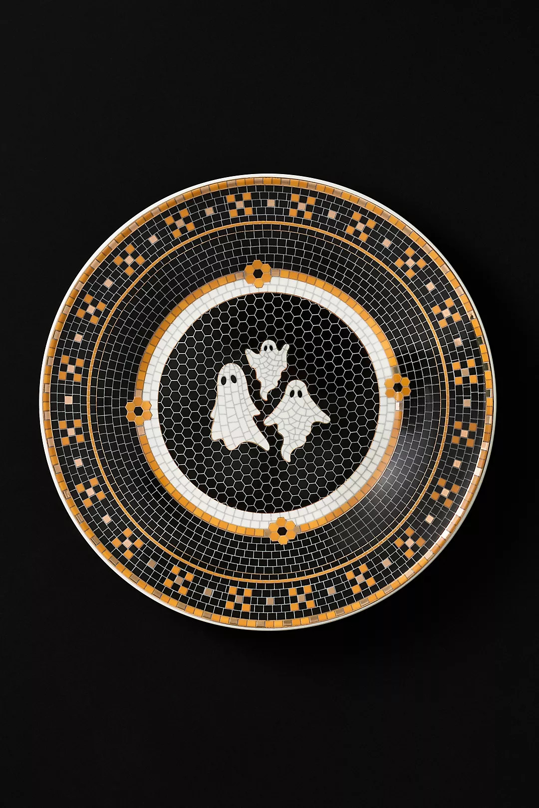 Bistro Tile Stoneware 24k Gold Accent Halloween Dessert Plate | Anthropologie (US)
