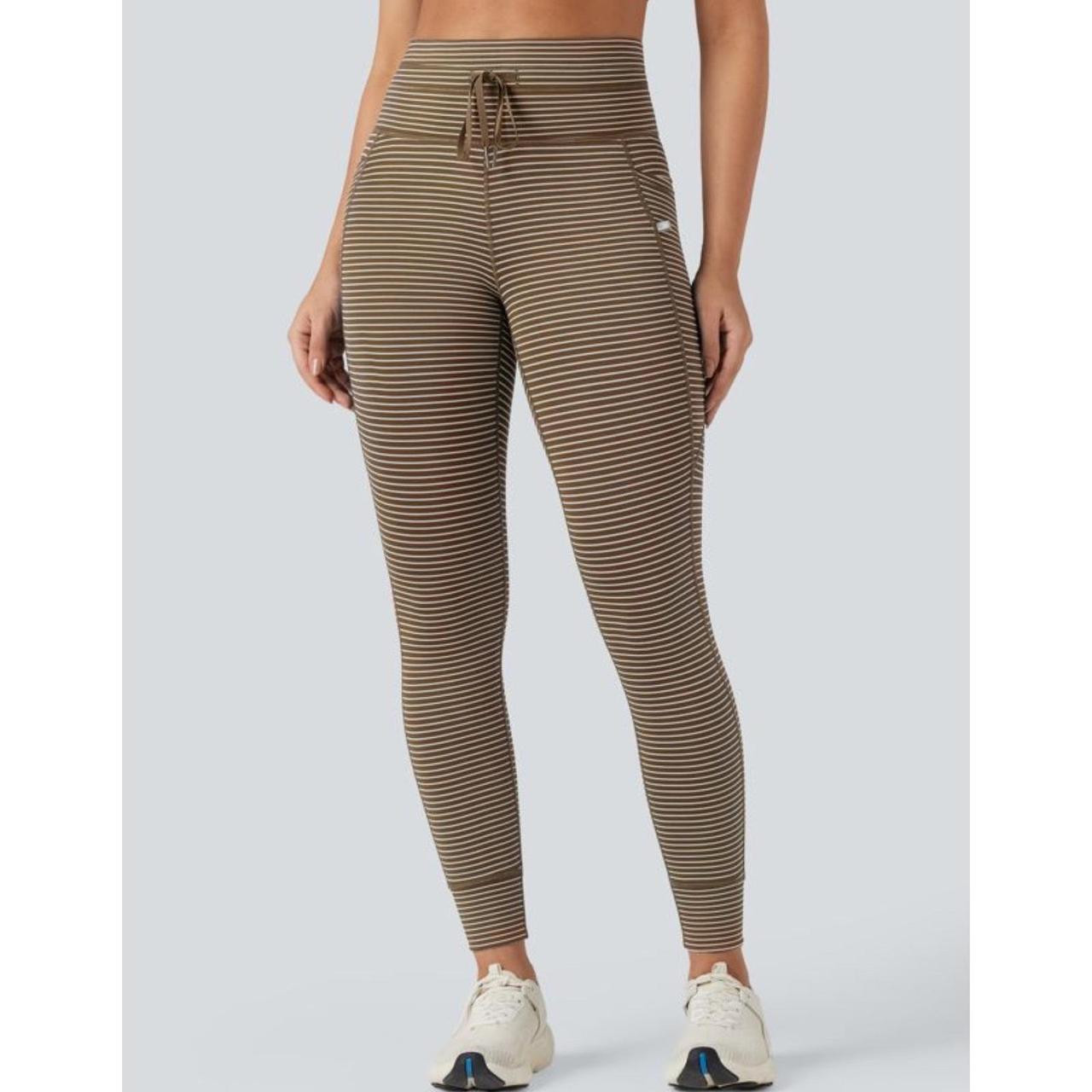 Halara Women's Leggings - Brown/White | Depop US