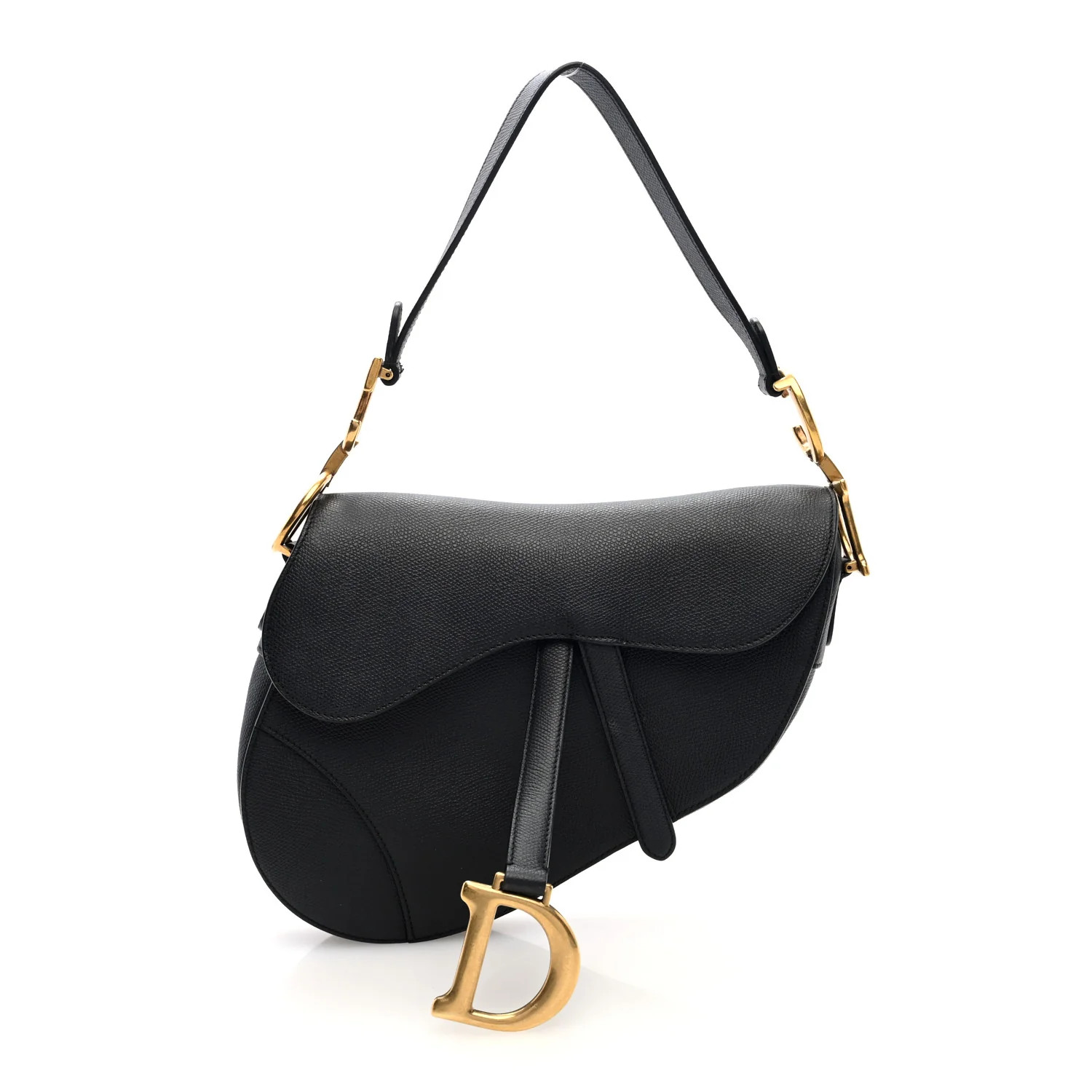 Grained Calfskin Saddle Bag Black | FASHIONPHILE (US)