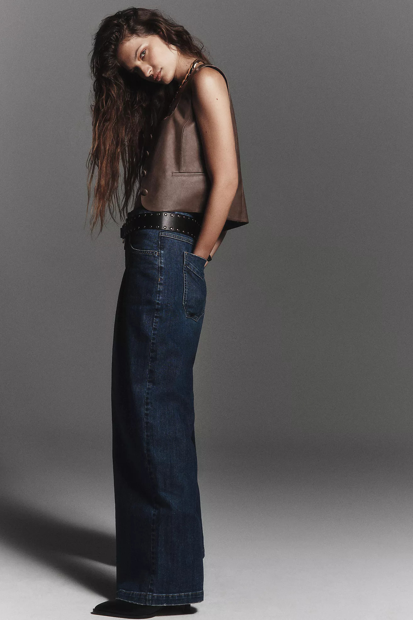 The Emory Pleated High-Rise Wide-Leg Jeans by Pilcro | Anthropologie (US)