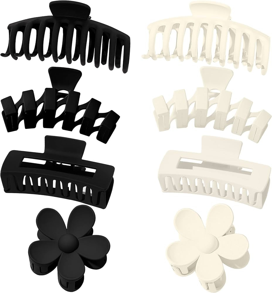 Large Hair Clips for Women, 4.33inch Claw Clips for Thin Thick Curly Hair 90's Strong Hold, 4 sty... | Amazon (US)