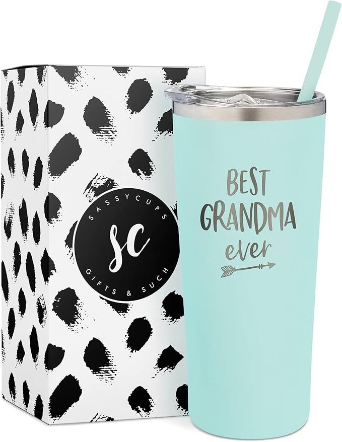 SassyCups Best Grandma Ever Tumbler | 22 Ounce Engraved Mint Stainless Steel Insulated Tumbler wi... | Amazon (US)