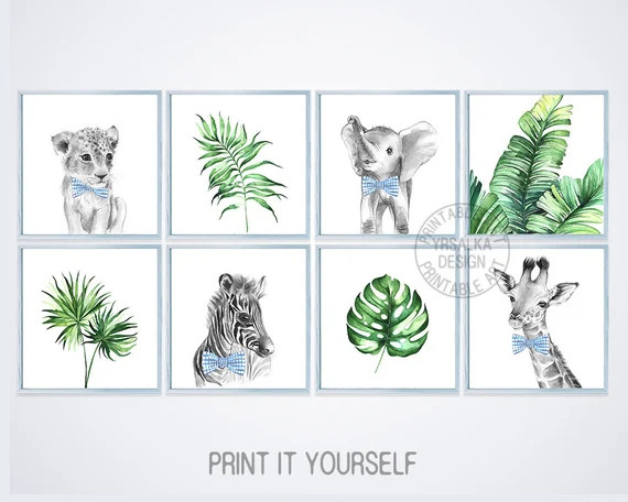 Black White Baby Safari Animal Prints Boy Nursery Bow Ties Boy | Etsy | Etsy (US)