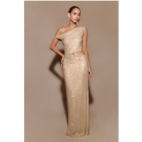 Kenny Diamante One Shoulder Maxi Dress - Gold I MESHKI I Size XXL | MESHKI US