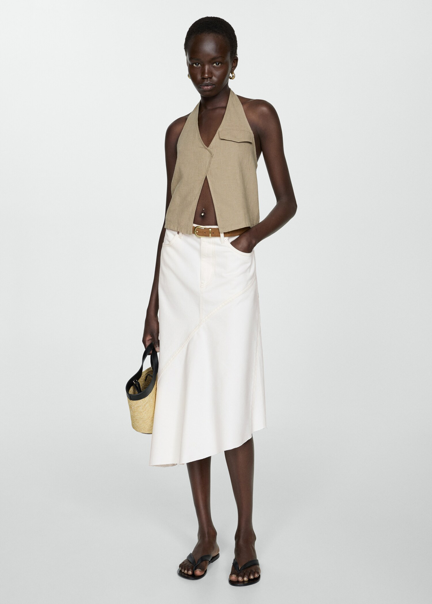 Asymmetrical denim skirt - Woman | MANGO USA | MANGO (US)