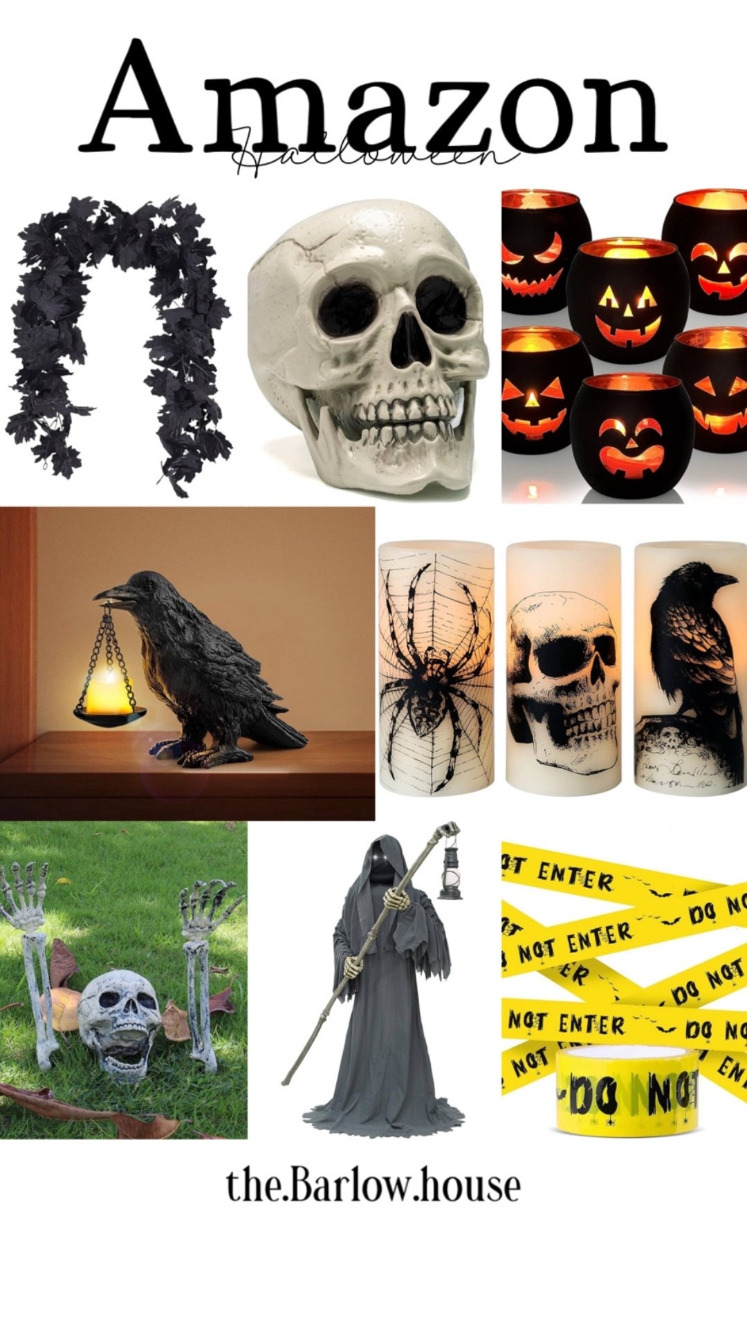 Halloween Home decor from Amazon 
October 31st
Crows 
Candles 
Caution tape 
Scary 
Horror 
Black garland 
Votive Halloween candles 
Outdoor Halloween decor 
Trending Halloween decor 
New to Amazon 

#LTKSaleAlert #LTKParties #LTKHome