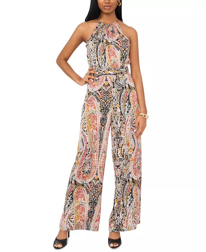 1.STATE Women's Printed Halter Sleeveless Wide-Leg Jumpsuit - Macy's | Macy's