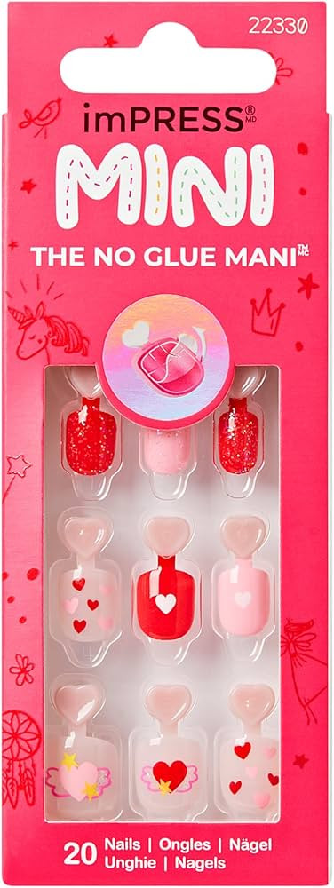 KISS imPRESS No Glue Mani Press On Nails, Mini, 'Your Smile', Multicolor, Kids Size, Squoval Shap... | Amazon (US)