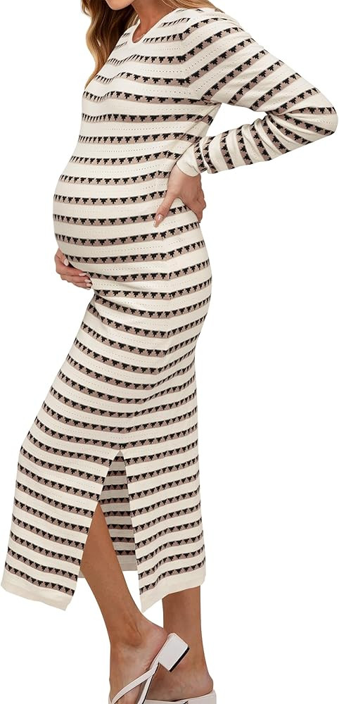 OUGES Women's 2024 Summer Maternity Dress | Knit, Sleeveless | Amazon (US)