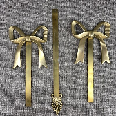 Vintage Solid Brass Plate / Picture Hangers Bow  Plate 29”x4” Lot Of 3 | eBay US