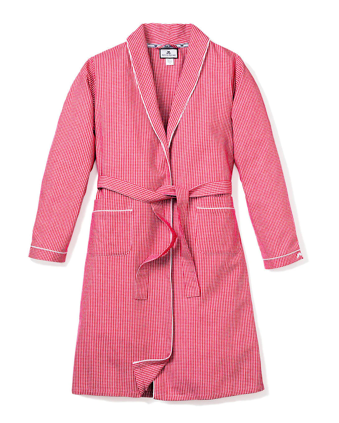 Kid's Flannel Robe in Red Mini Gingham | Petite Plume