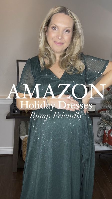 Three bump friendly holiday dresses from Amazon! I’m wearing a small in the two midi length dresses and a medium in the velvet Bodycon dress at 36+ weeks pregnant. 

Holiday party outfit, holiday dress, holiday outfits, Amazon fashion, bump friendly 

#LTKfindsunder50 #LTKHoliday #LTKshoecrush