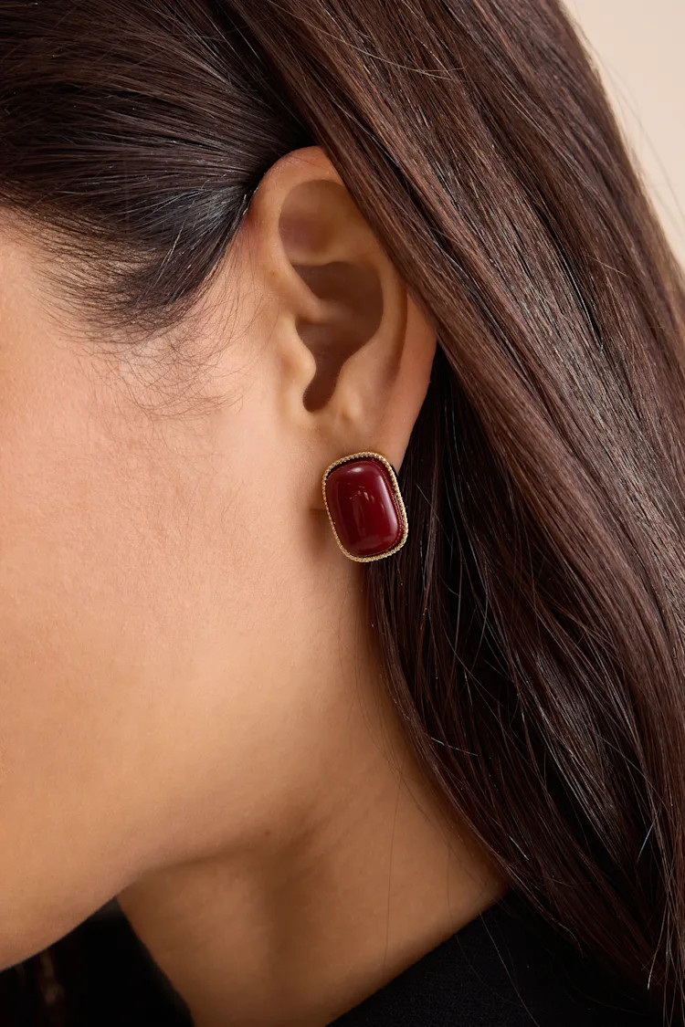 Hawthorne Burgundy Statement Stud Earrings | Lulus