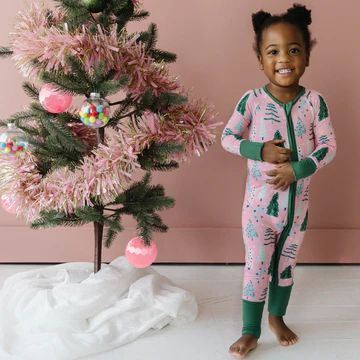 Pink Twinkling Trees Bamboo Viscose Zippy | Little Sleepies