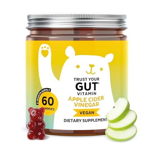 Bears with Benefits Apple Cider Vinegar Gummies – Metabolism & Detox Support with Vitamins B6, B12, Iodine & Folic Acid – Vegan. Balanced Gut (60 Gummies) | Amazon (US)
