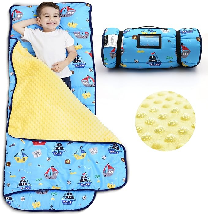 ACRABROS Toddler Nap Mat with Pillow and Blanket, Extra Large Rolled Napping Mats,Slumber Bags fo... | Amazon (US)