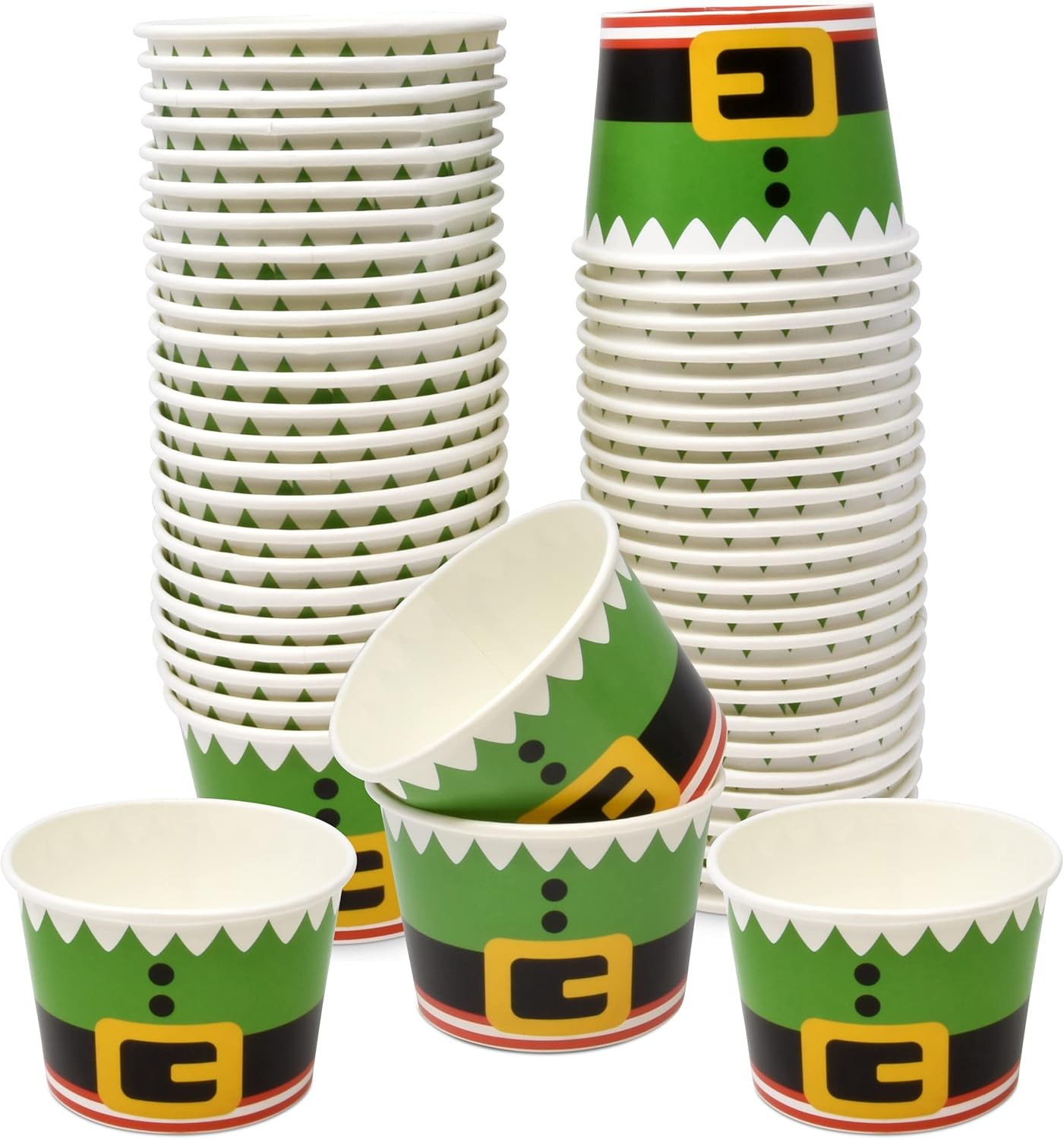 Gift Boutique 48 Xmas Treat Snack 10 Oz. Xmas Elf Belt Disposable Paper Cup Dessert Ice Cream Bow... | Amazon (US)