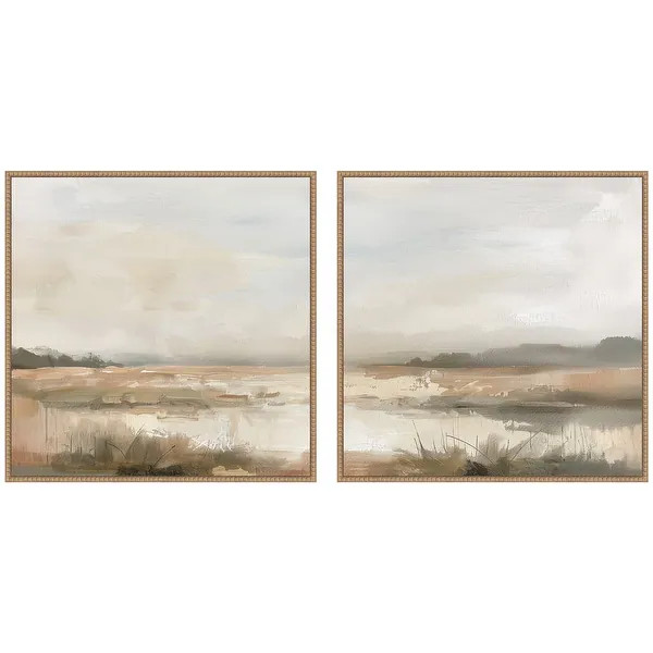 Kate and Laurel Neutral Abstract Landscape Square 2 Piece Framed Canvas Wall Art Set by The Creat... | Bed Bath & Beyond