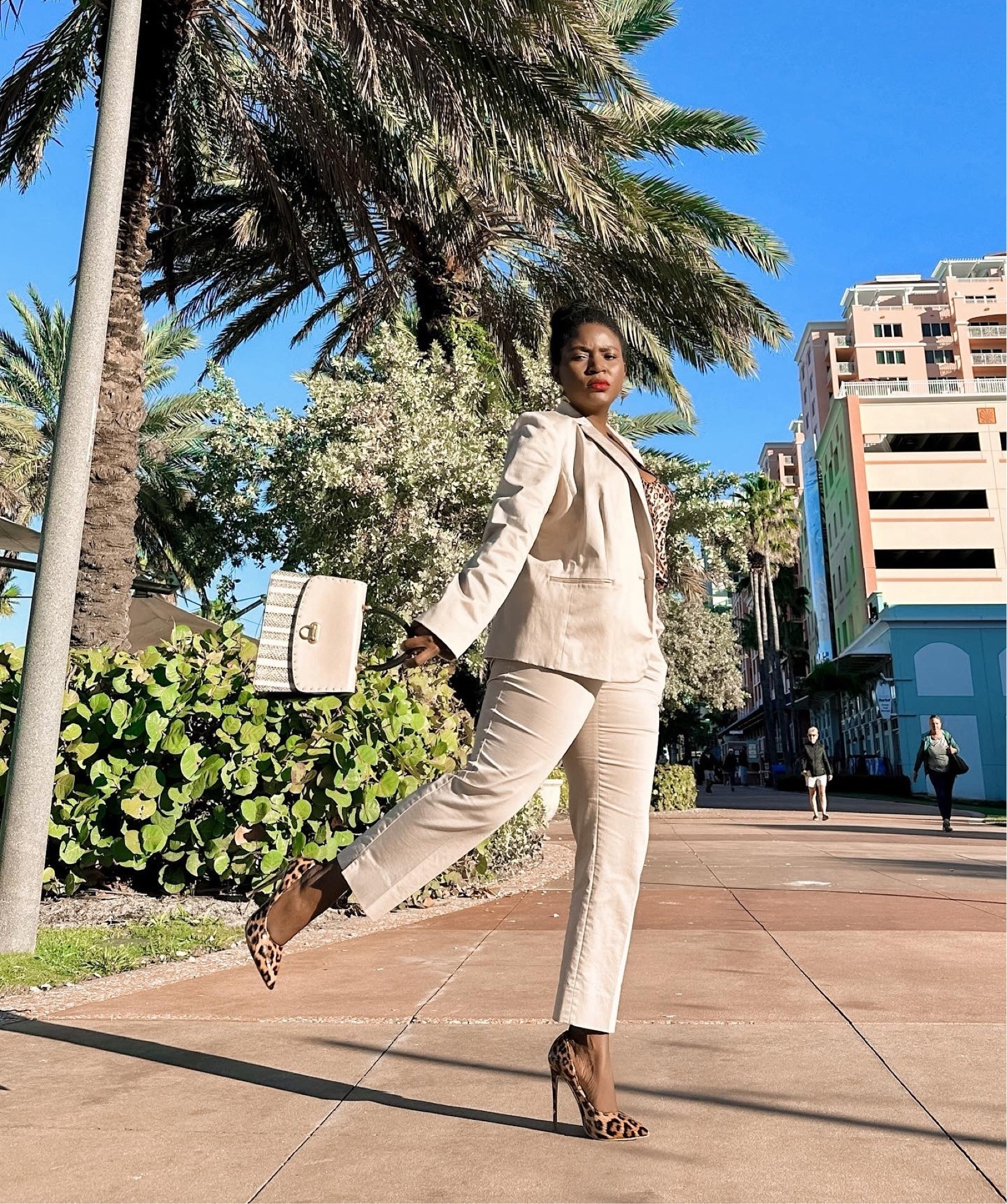 Work outfit ideas, Tan suit for women , leopard print high heels, Outfits for work , women suits , high heels for work 

#LTKworkwear #LTKstyletip #LTKsalealert