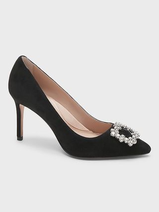 Madison 12-Hour Suede Pump with Crystal Buckle | Banana Republic (US)