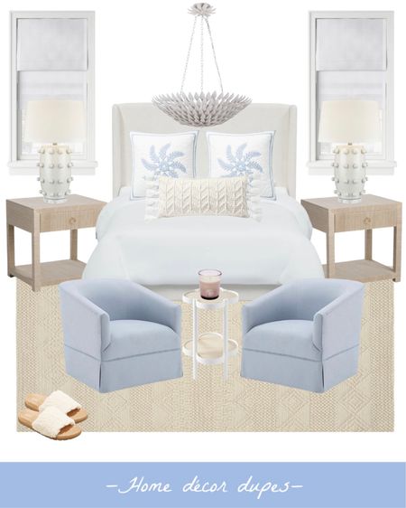 It’s been a while since I’ve done a dupe room, and there are so many sales going on right now…it felt like the right time!! So I have 2 for you guys!! As a reminder, dupe rooms are made up of all dupes, items on sale, or other just super affordable finds!

First this coastal grandmother bedroom, with its Serena & Lily DUPE nightstands and skirts light blue swivel chairs! And these S&L shams, lumbar pillow and cute scallop martini table are all 20% OFF right now with code: HOMELOVE

These linden table lamp DUPES are on sale (and backordered but I found a place that lets you preorder!) and you this gorgeous chandelier is on sale too!

And these Roman shades are new and on sale but hurry, the sale ends tonight!! So does the sale price on these highly rated slippers I just ordered 🤣🙌🏻

#LTKsalealert #LTKunder50 #LTKhome