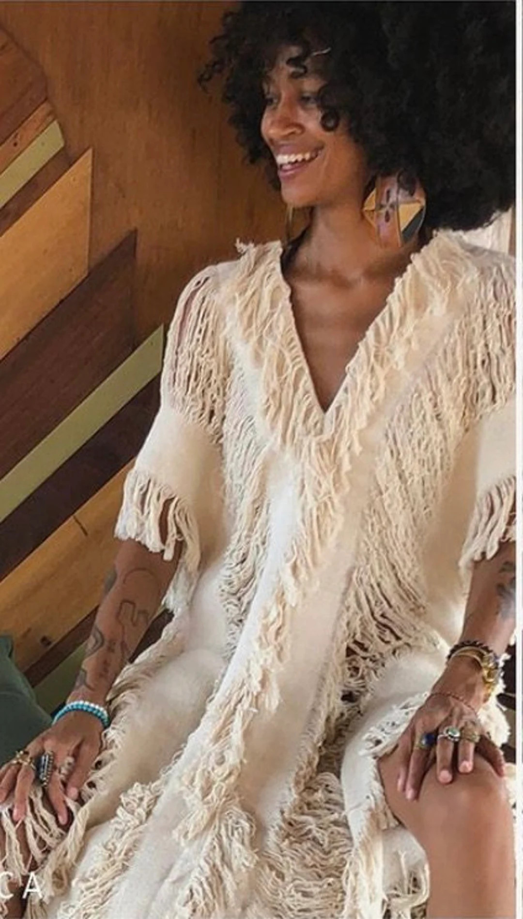 Handmade Frayed Beach Maxi Dress “LISA” | Boho Wedding Dress, Swim Cover-Up, Honeymoon Style,... | Etsy (US)