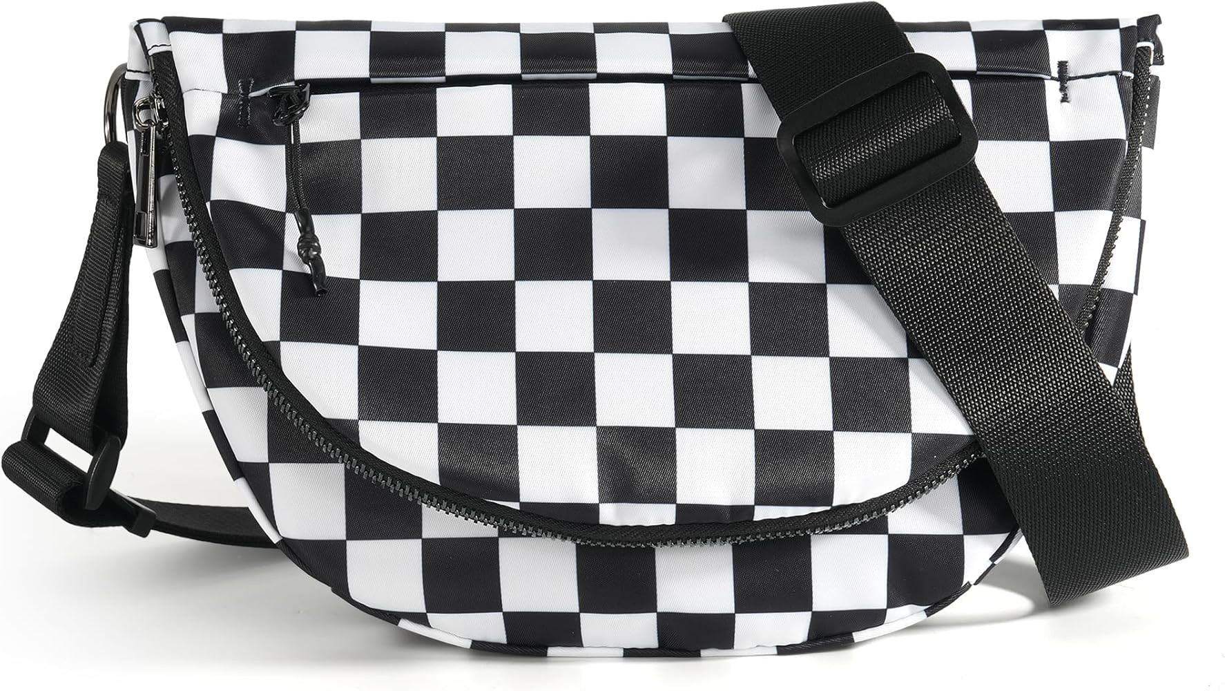 Checkered Crossbody Messenger Bag, Black and White Pattern, Adjustable Shoulder Strap | Amazon (US)
