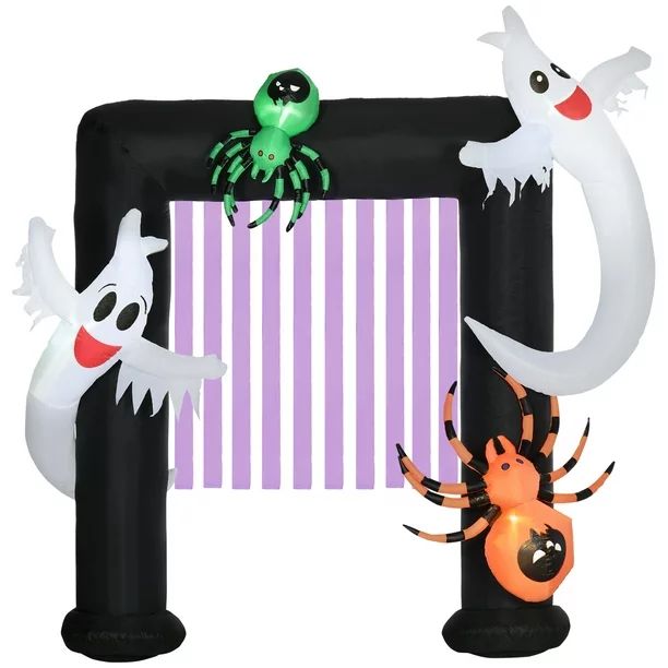 HOMCOM 8' Halloween Inflatables Outdoor Decorations Ghost and Spider Archway, Blow Up LED Yard De... | Walmart (US)