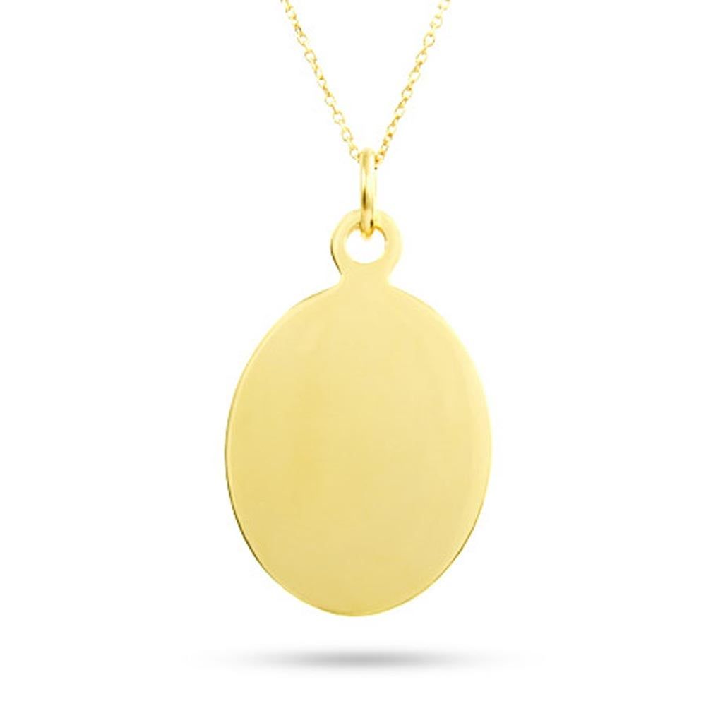Engravable Gold Oval Tag Pendant | Eve's Addiction Jewelry
