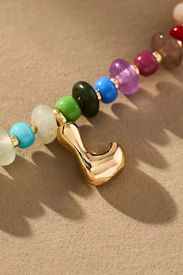 Beaded Mini Bubble Letter Monogram Necklace | Anthropologie (US)
