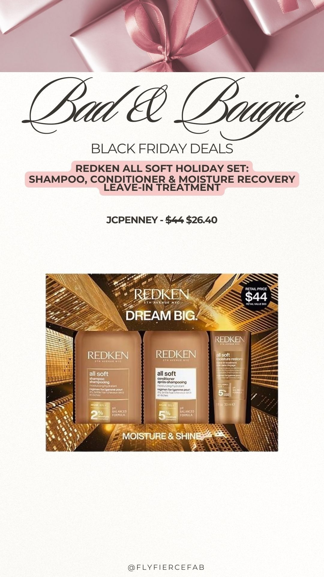 The Redken All Soft Shampoo & Conditioner is favorite of quite a few natural hair girlies, and this holiday gift set is on sale for Black Friday at JcPenney! 🛍️✨

For $22 you get the shampoo, conditioner, and leave-in moisture recovery treatment. 

Not only is this is this a great gift idea, but it's a great way to restock some of your hair products before wash day 🙌🏾😂💖. 

 #LTKCyberWeek #LTKGiftGuide #LTKHoliday