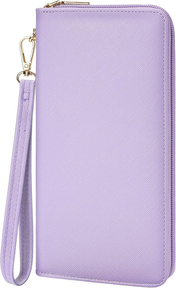 Women's Vegan Leather Clutch Wallet with Zip, Hand Strap, Large Capacity | Amazon (US)